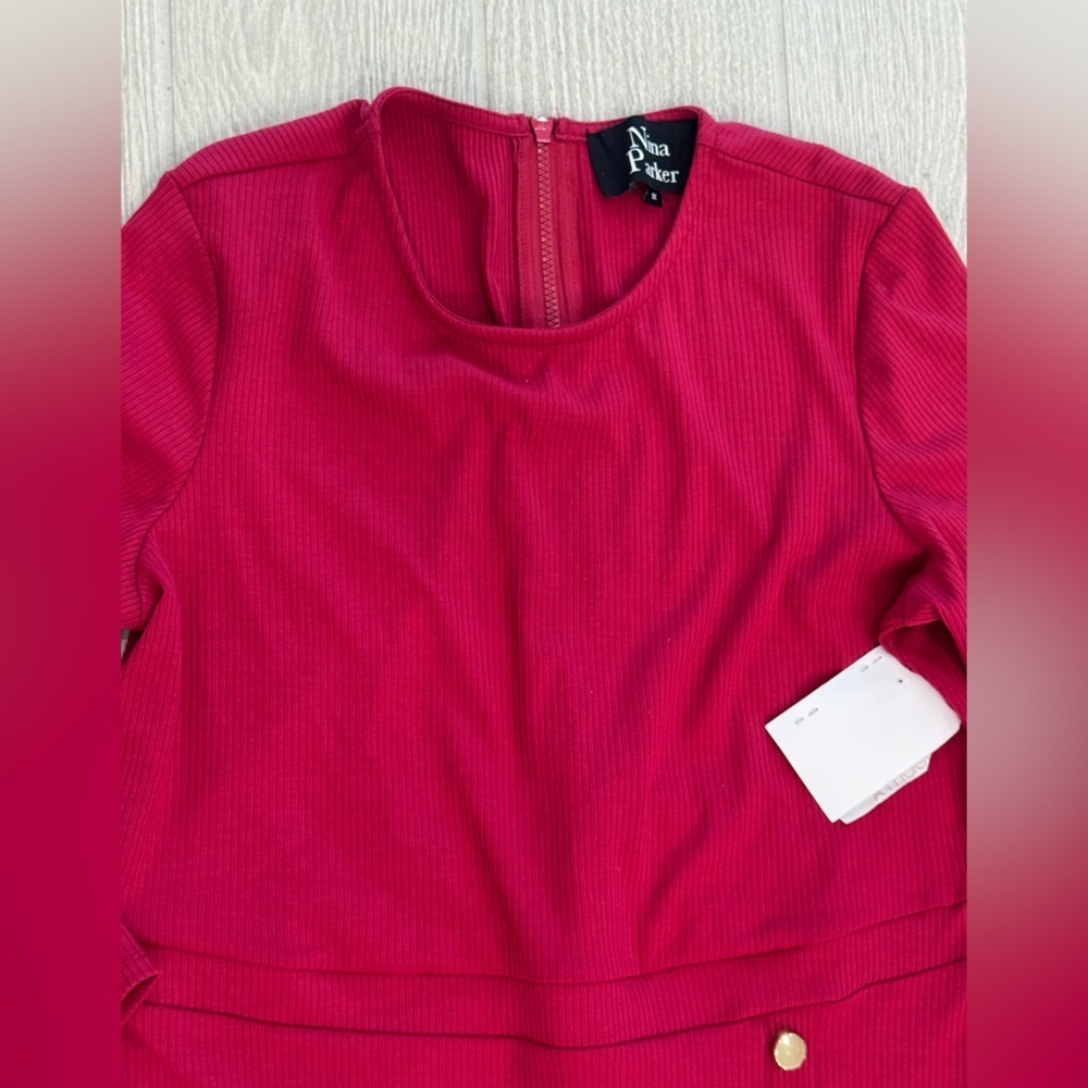 NINA PARKER Hot Pink Sexy Valentine's Day Ribbed Knit Bodycon Dress Size 1X NWT - Picture 4 of 8